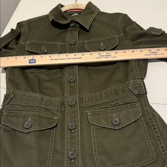 Women Utility Field Safari Cotton Olive Cinched Waist military Jacket Med - Picture 11 of 16